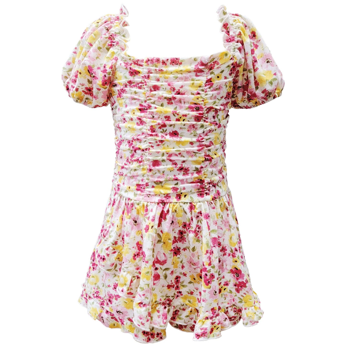 RUCHED FRONT PRINTED ROMPER - Joss Grace