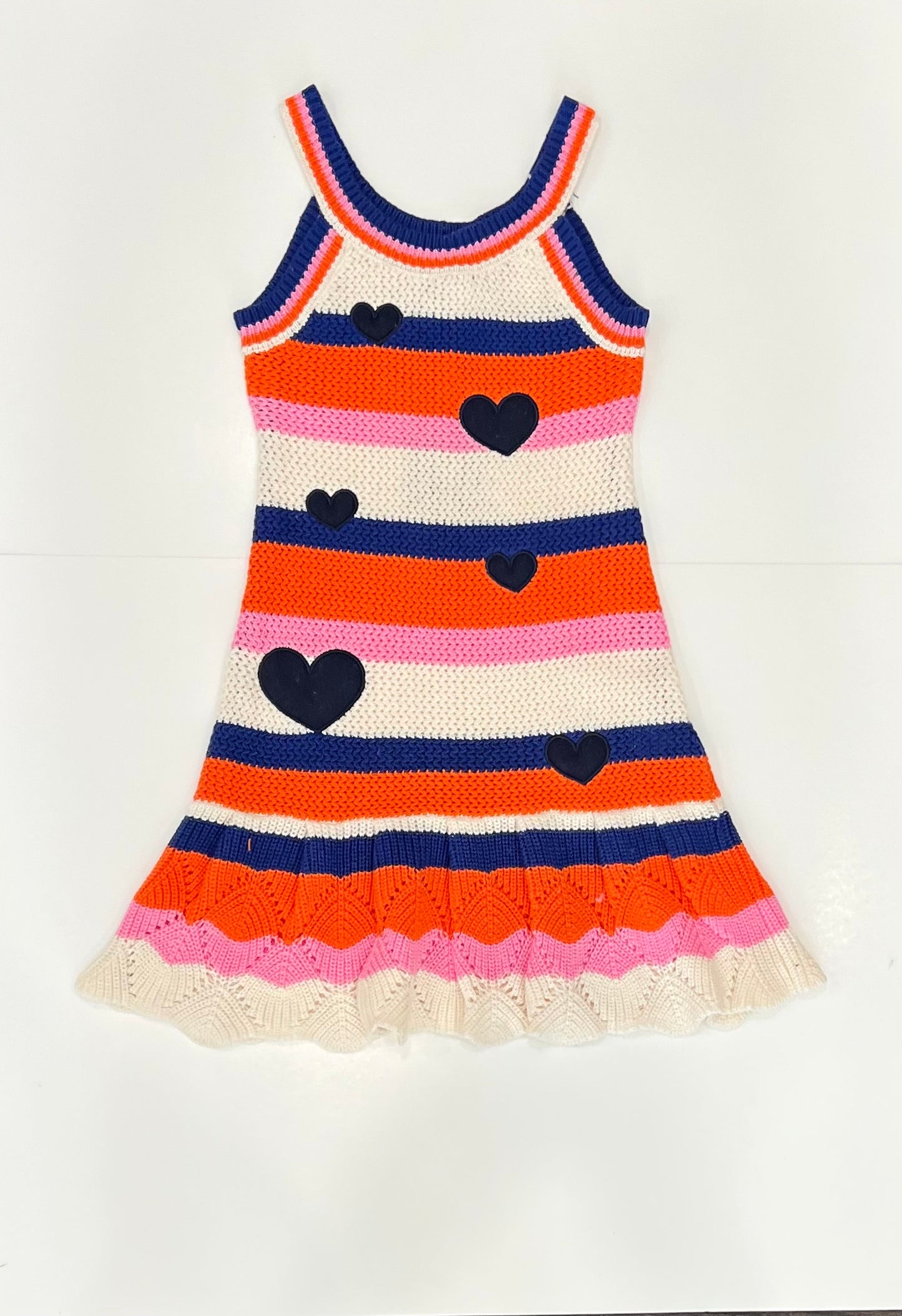 HANNAH BANANA STRIPE KNIT DRESS W/ HEART PATCHES - Joss Grace