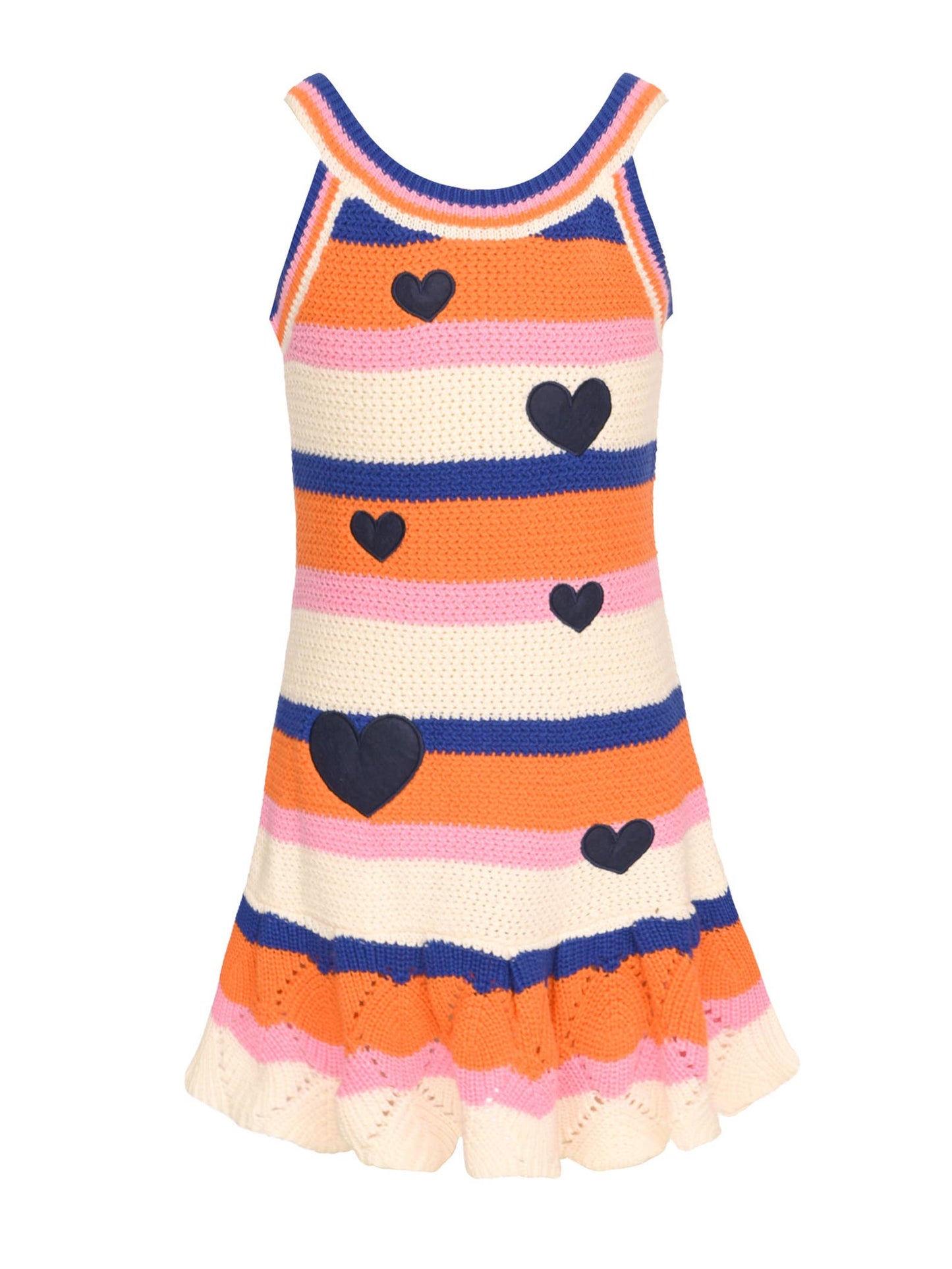 HANNAH BANANA STRIPE KNIT DRESS W/ HEART PATCHES - Joss Grace