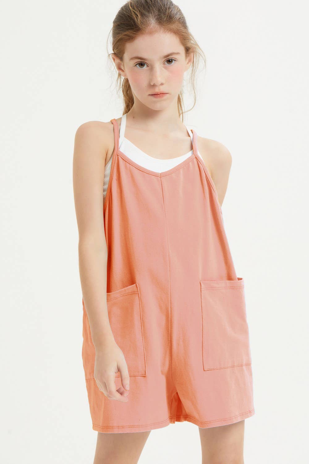 Good Girl Two Pocket Cotton Overall Romper