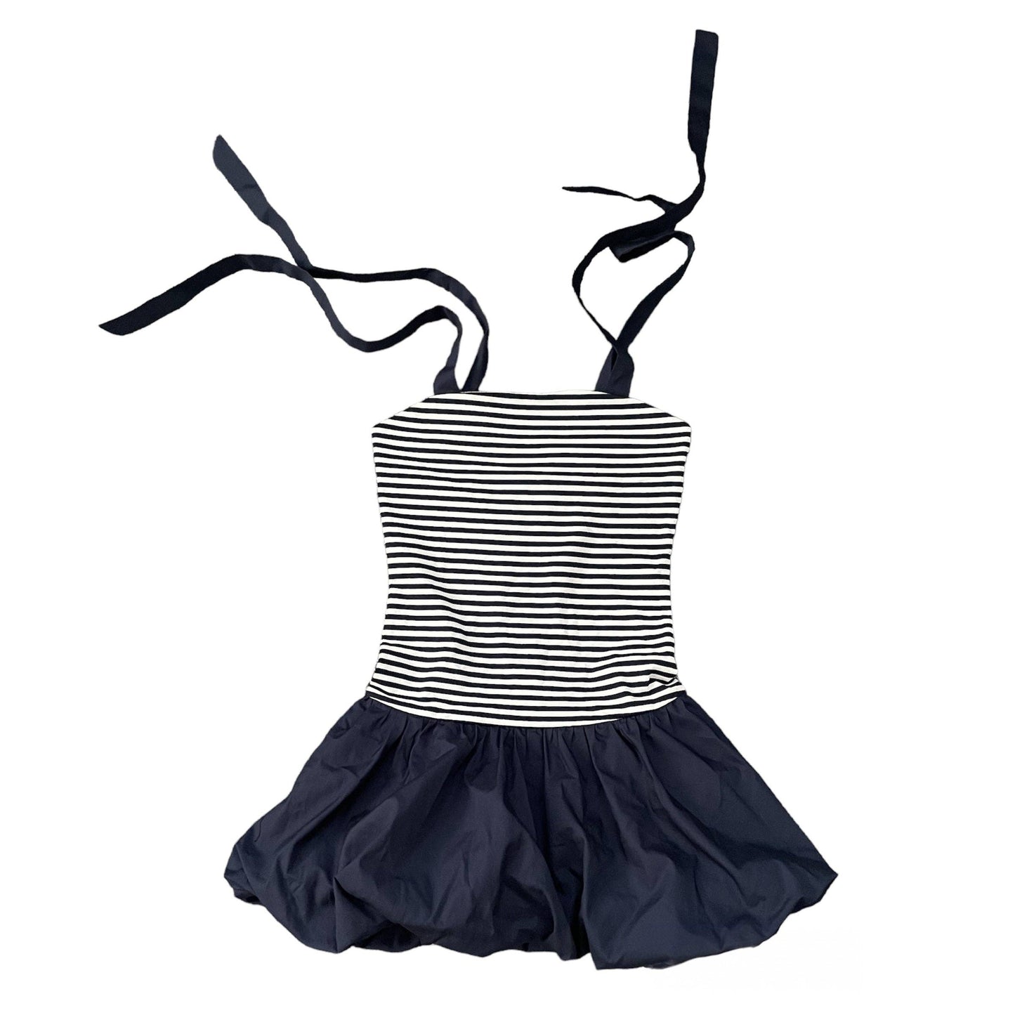 Little Olin Navy Stripe Bubble Mini Dress - Joss Grace