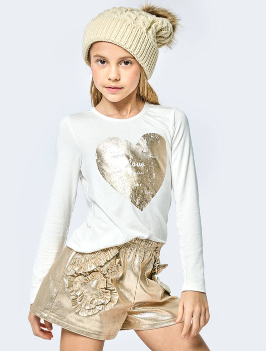 HANNAH BANANA METALLIC VEGAN LEATHER SHORTS WITH FRILLS - Joss Grace