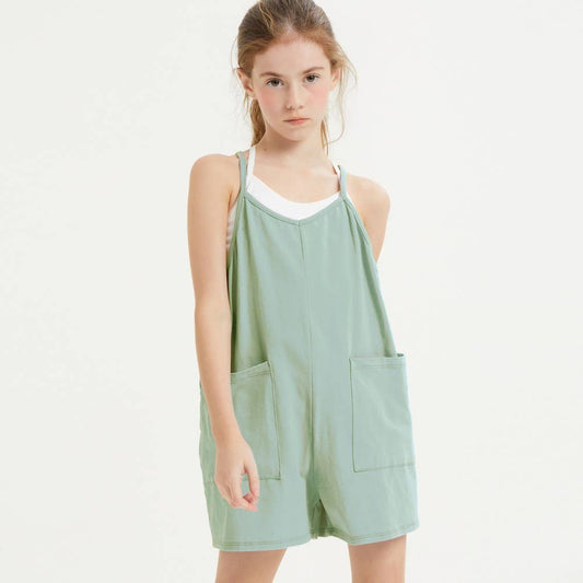 Good Girl Two Pocket Cotton Overall Romper - Joss Grace