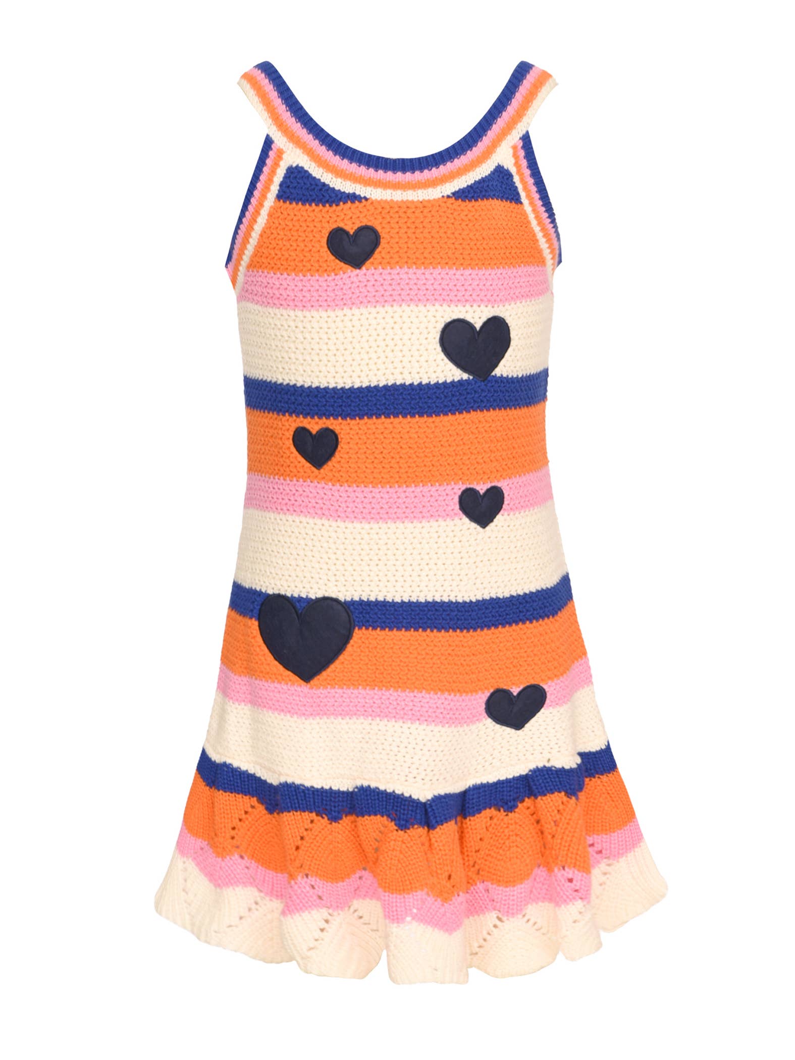 Hannah Banana Girls Heart Patch Stripe Knit Dress | Size: 8