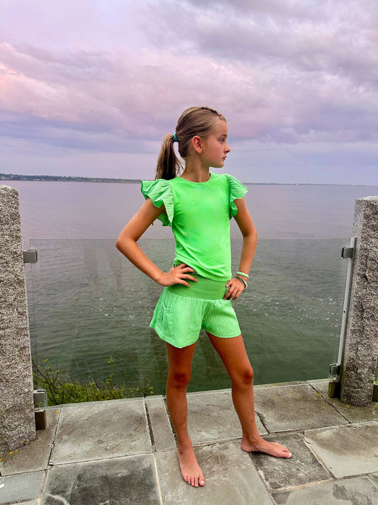 Little Olin Green Ruffle Top - Joss Grace